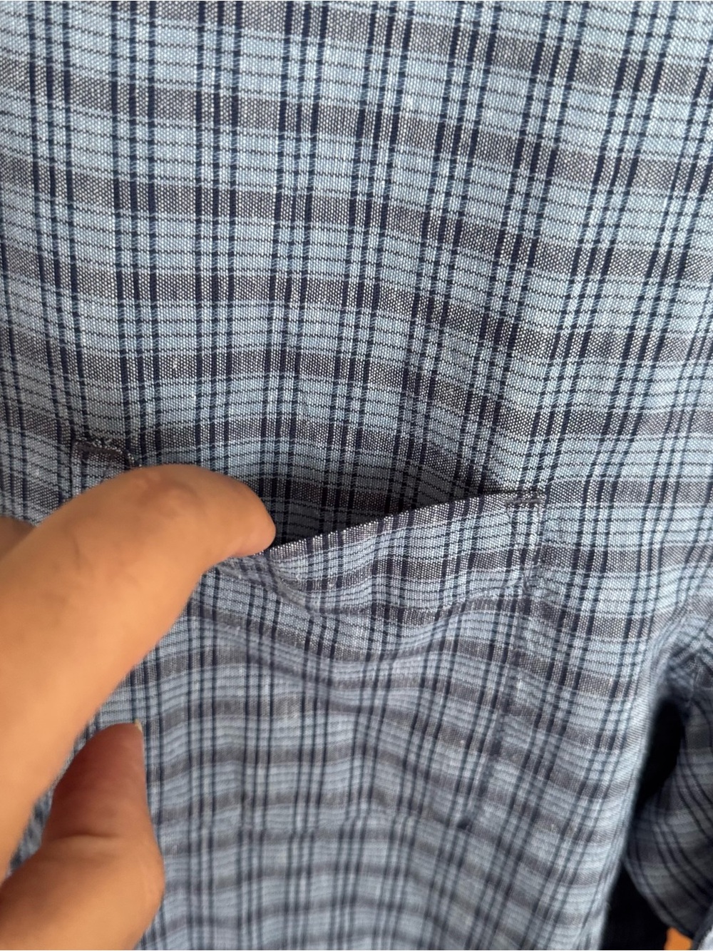 Free Assembly Men’s Linen Blend Plaid Button Down Shirt L Blue Relaxed Fit - Picture 5 of 16